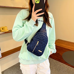 Heart Embroidery Nylon Chest Bag Sling Bag With Zipper