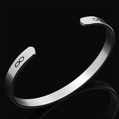 Women's Stainless Steel Engraved Adjustable Cuff Bracelet