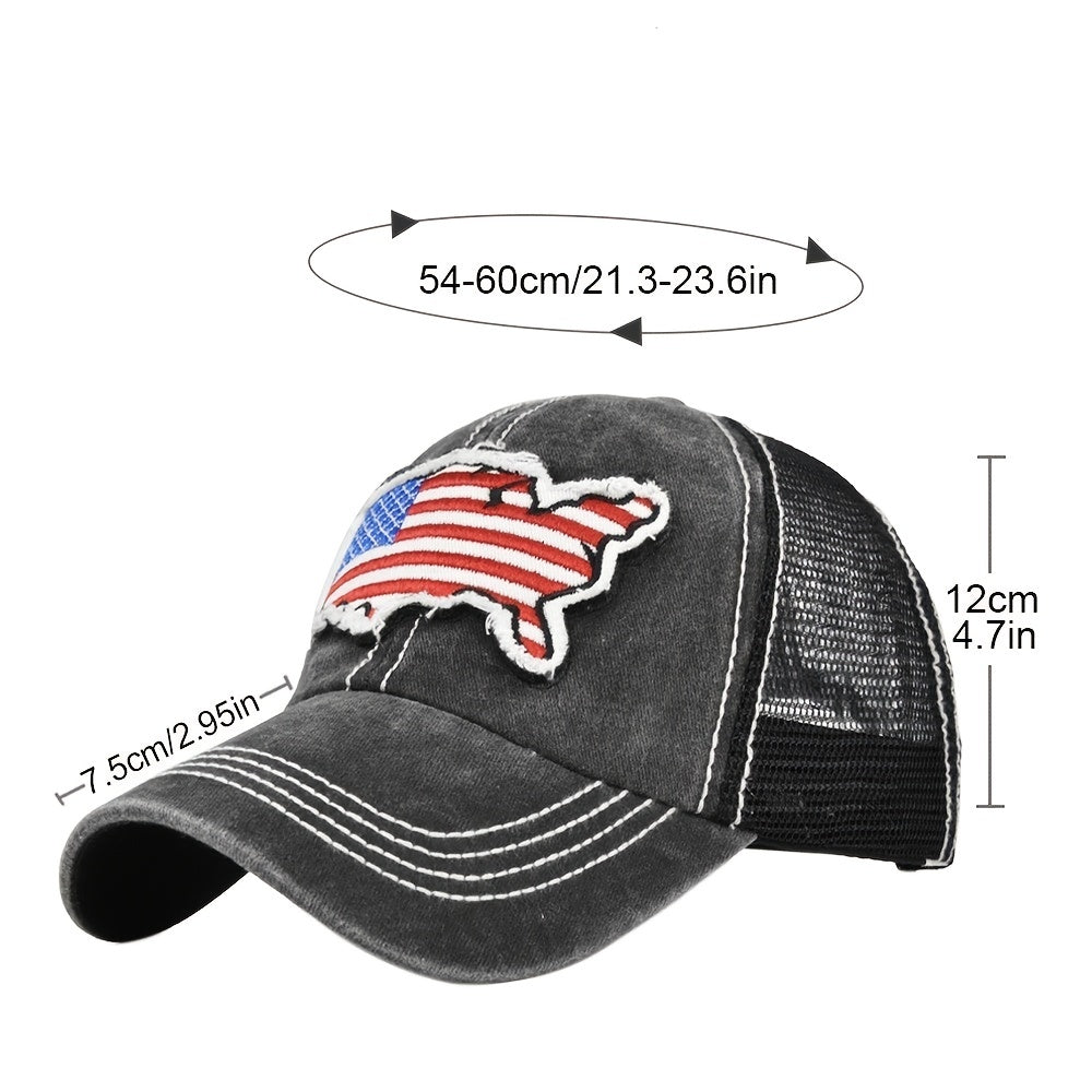 Embroidered American Flag Baseball Cap Duck Tongue Mesh Sunshade Net Cap