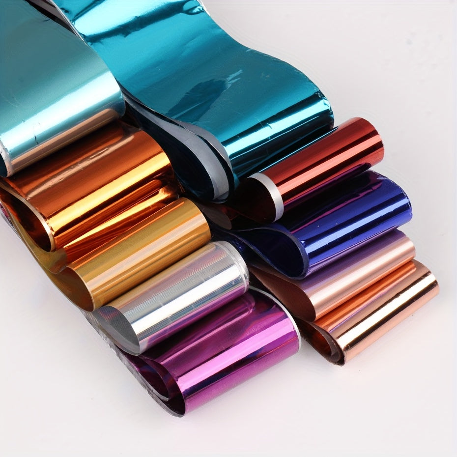 10 Sparkling Nail Foils for Gel Polish Transfer & Nail Art