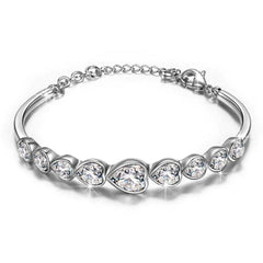 Women's Silver Plated Heart Bracelet With Lobster Claw Closure