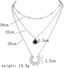 Women's Bohemian Layered Necklace With Baroque Flower Pendant