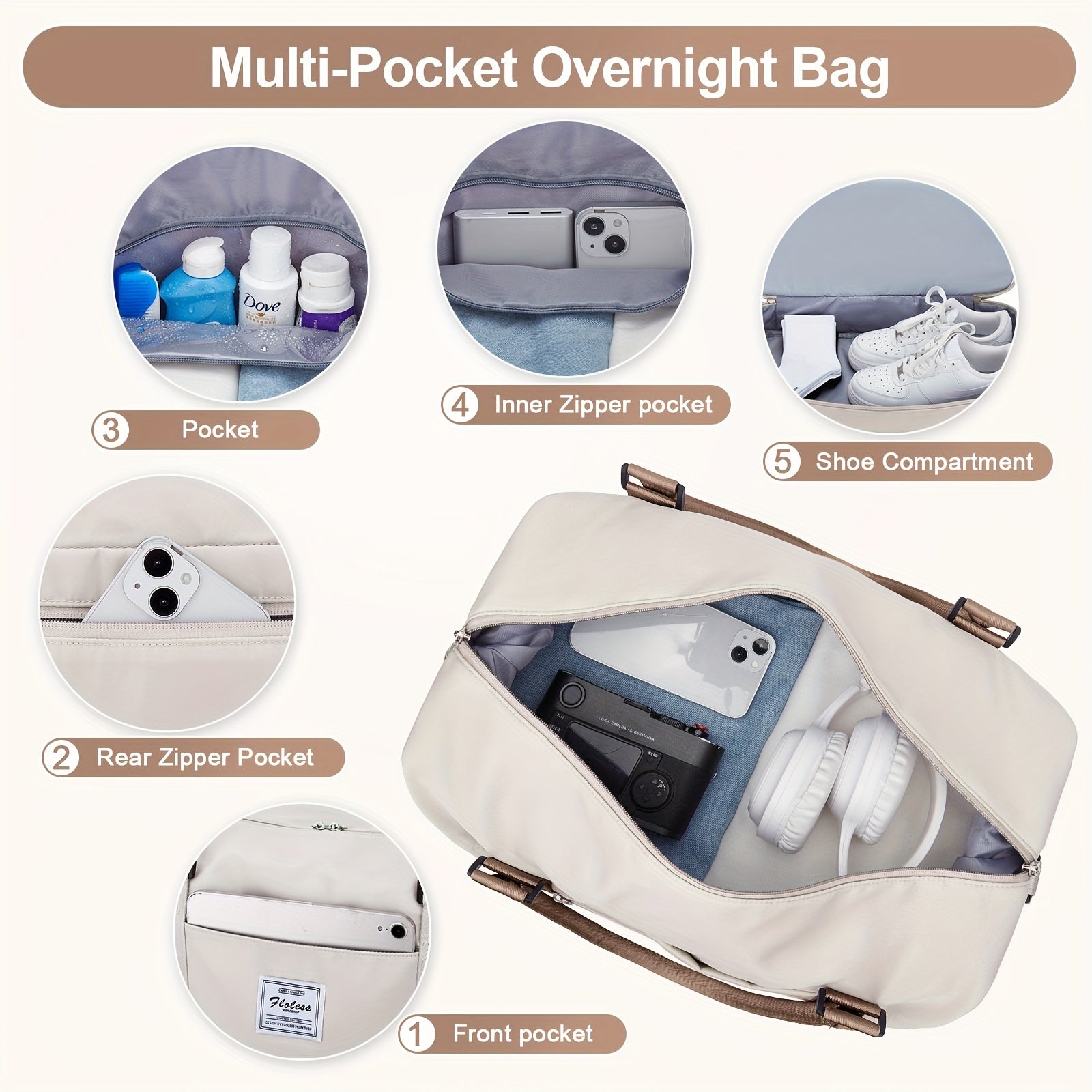 3 Piece Travel Bag Set Large Capacity Carry on Tote For Women