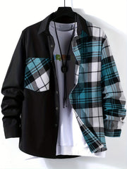 Men's Plaid Button Up Shirt with Chest Pocket