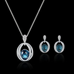 1 Pair Earrings and Necklace Elegant Jewelry Set with Waterish Gemstone