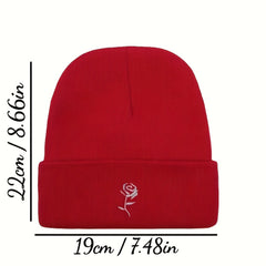 Small Flower Embroidery Knitted Hat Warm And Windproof In Autumn And Winter