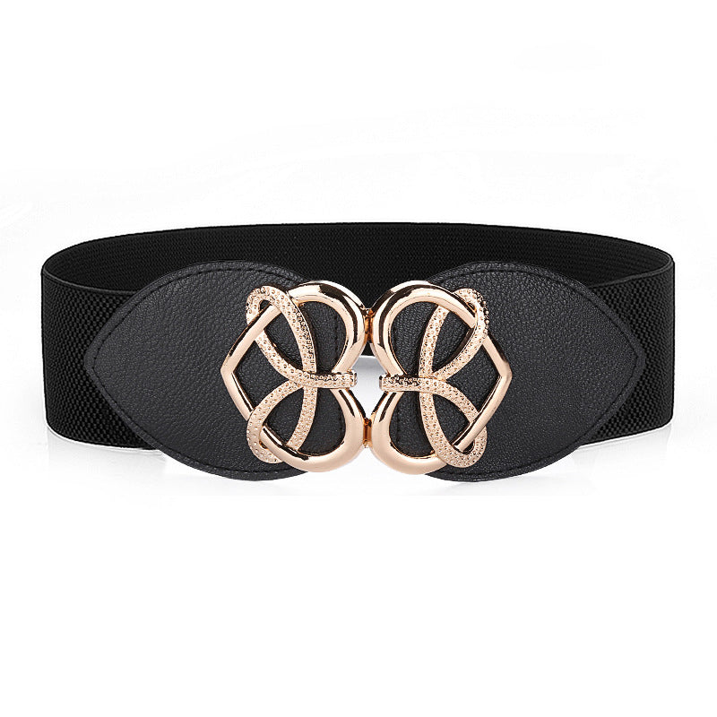 Heart Buckle Elastic Waist Belt  Flexible Fit Versatile Accessory for Women
