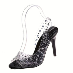 Rhinestone Stiletto Heels Slingback Sandals