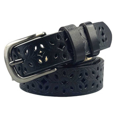 Vintage Floral Hollow Out Buckle Belts Western Solid Color Waistband.