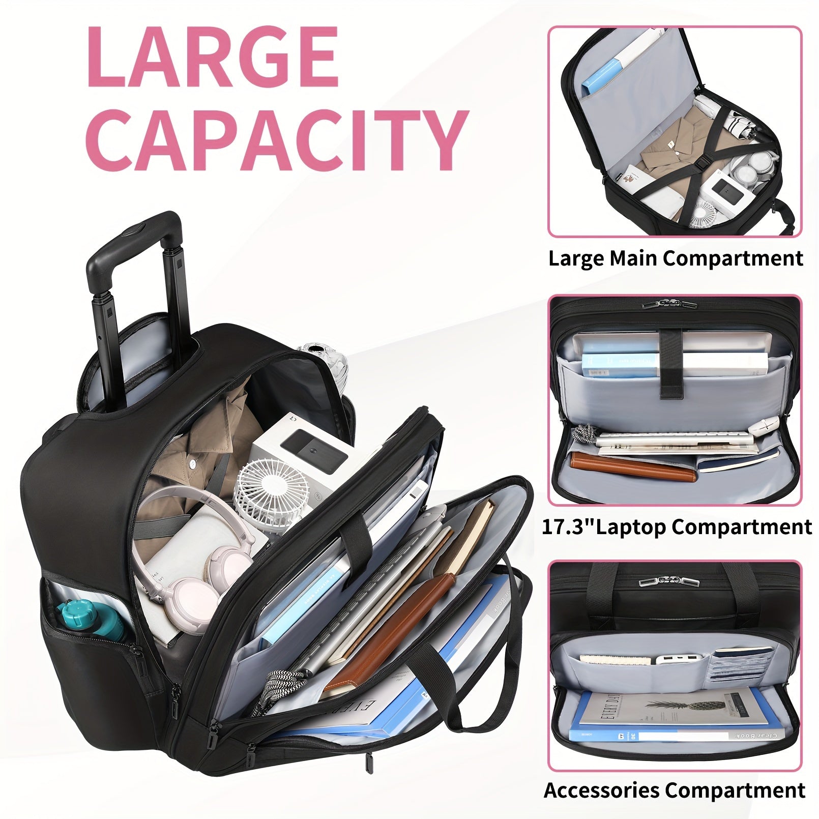 Waterproof Rolling Laptop Bag 43 94 Cm for Men & Women