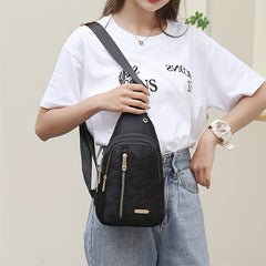 Love Embroidered Nylon Chest Bag for Stylish Travel