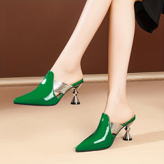 Women's Pointed Toe Slingback High Heel Mule Sandals
