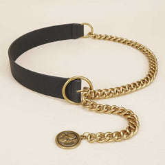 Vintage Inspired Chain Stitching Belt With Adjustable Metal Chain Pendant