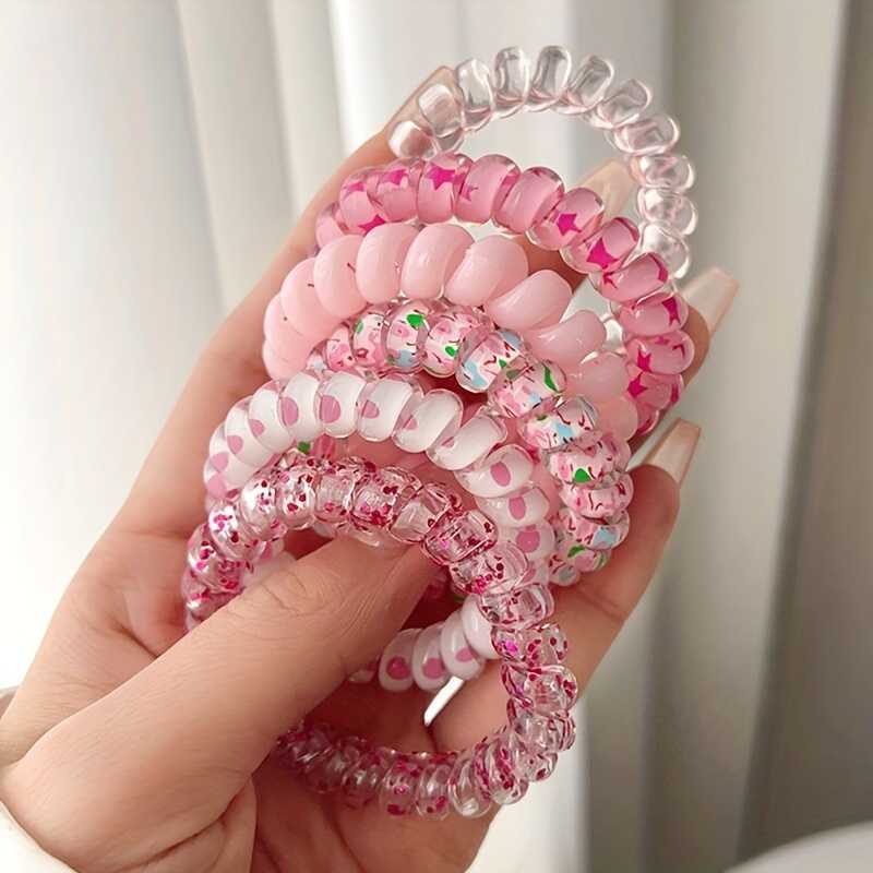 6 Pcs Universal Type Telephone Wire Hair Band Fashion For Women