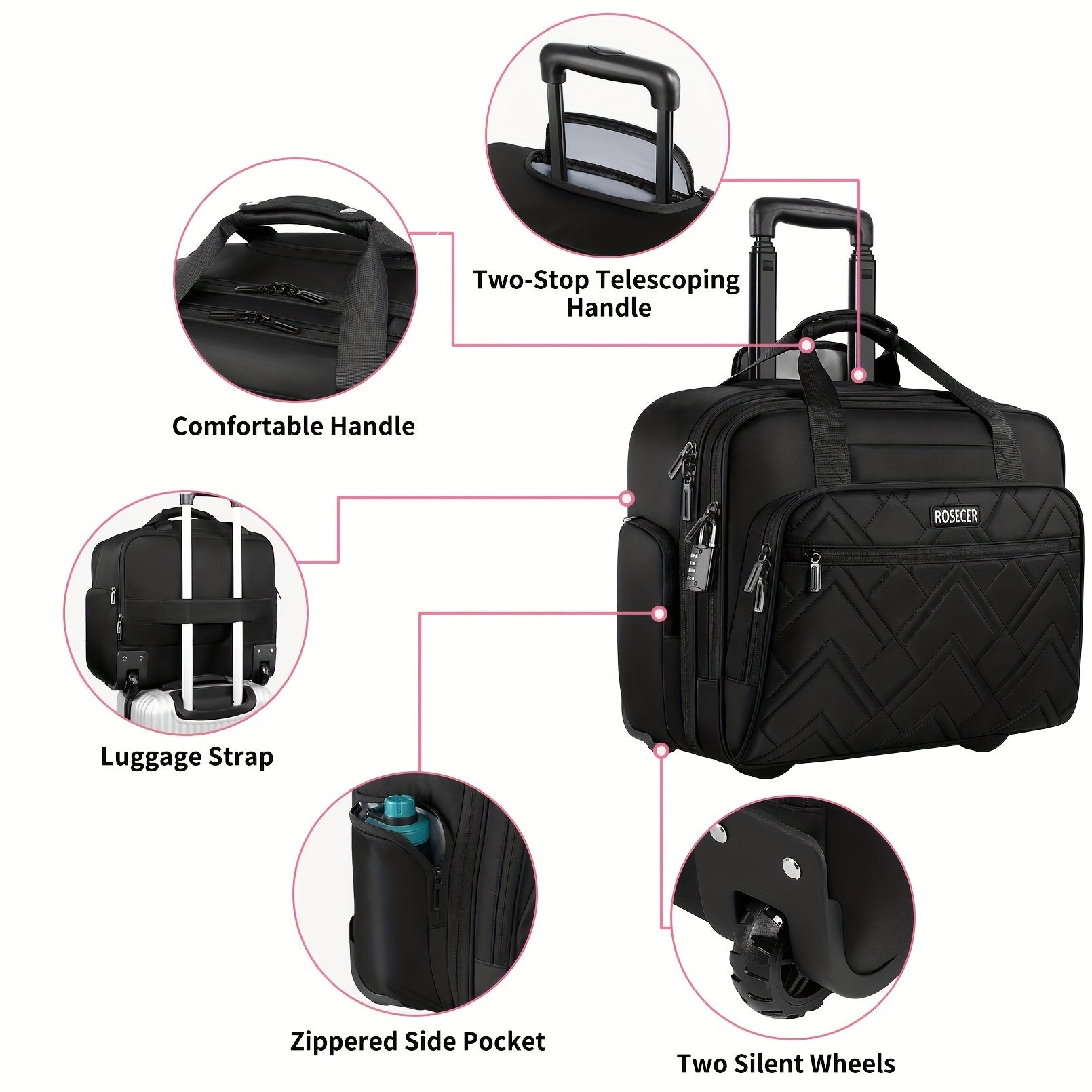 Waterproof Rolling Laptop Bag 43 94 Cm for Men & Women