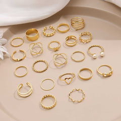 Women's Fashion Frill Plushy Gold Plated Adjustable Rings