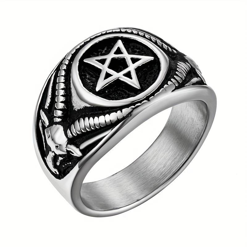 Men's Vintage Stainless Steel Gothic Pentagram Ring