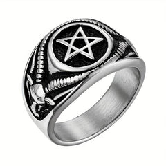 Men's Vintage Stainless Steel Gothic Pentagram Ring