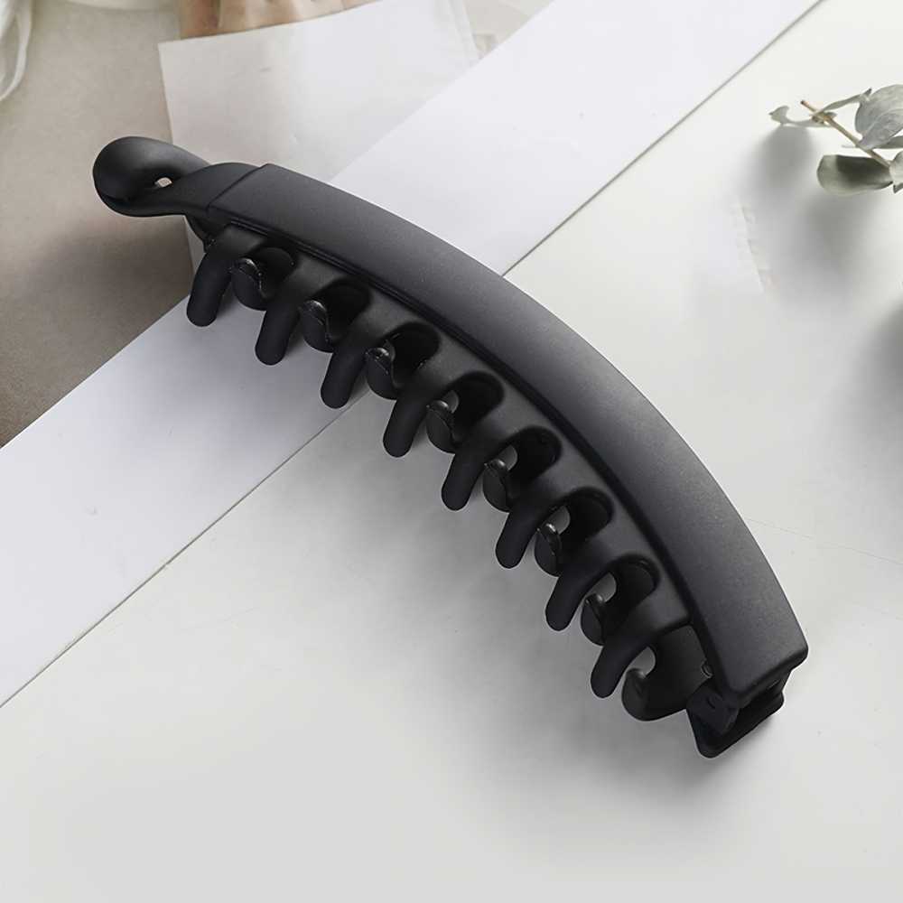 Elegant Frosted Banana Clip Solid Color Curved Ponytail Holder for Women
