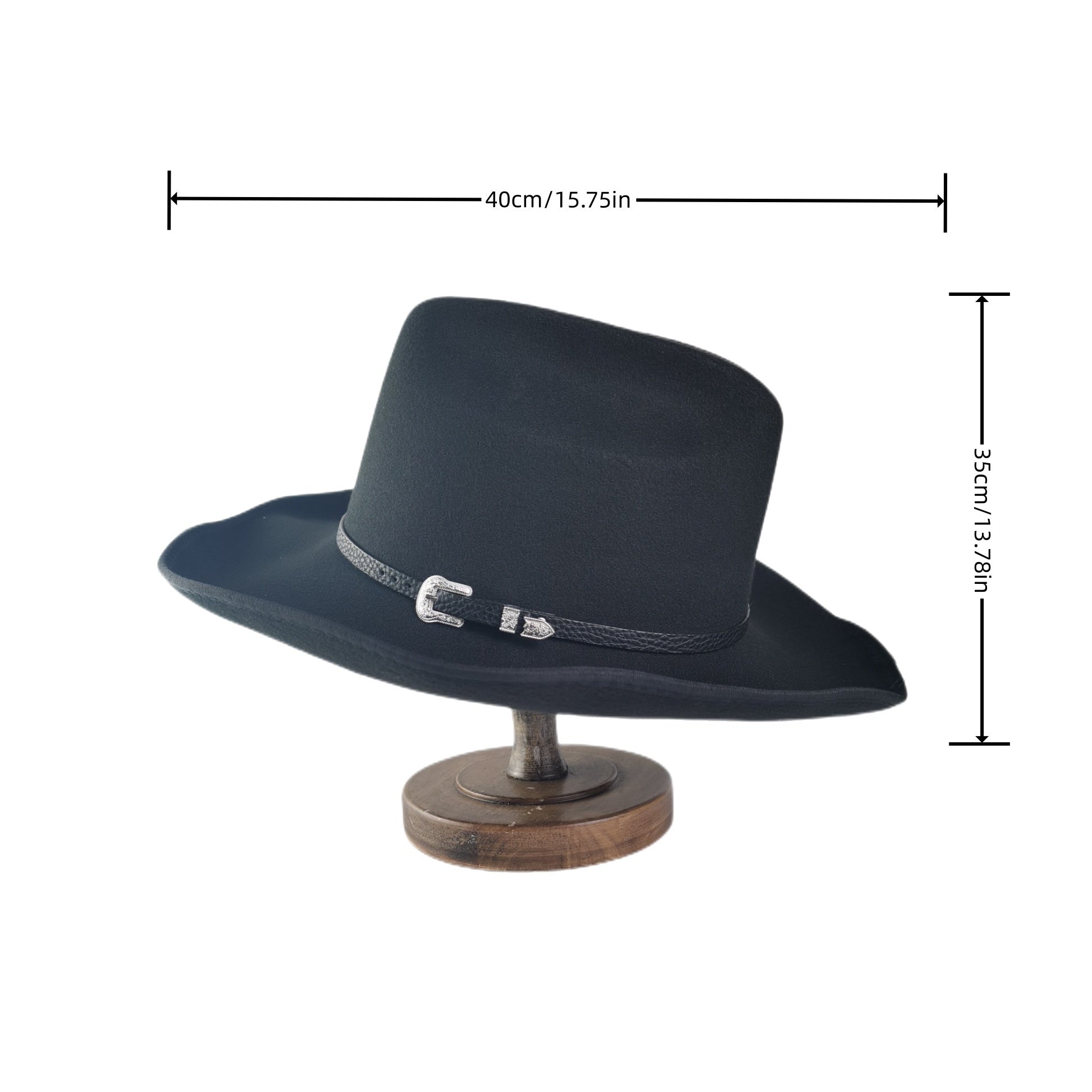 Mens Tweed Western Cowboy Hat Cocked Hump Autumn Winter Riding Hat