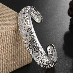 Women's Silver Plated Trellis Design Open Style Bracelet