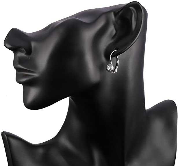 Women's Zirconia Inlaid Hoop Earrings With Lever Back Closure