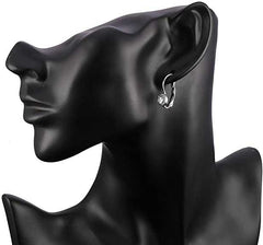 Women's Zirconia Inlaid Hoop Earrings With Lever Back Closure