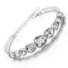 Women's Silver Plated Heart Bracelet With Lobster Claw Closure