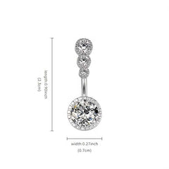 Women's Silver Plated Belly Button Ring With Cubic Zirconia