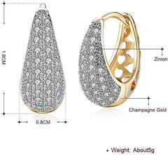 Women's Gold Plated Zirconia Paved Filigree Back Hoop Earring