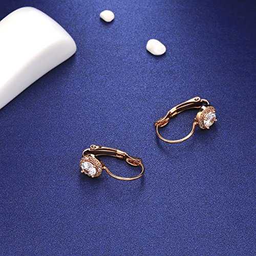 Women's Zirconia Inlaid Hoop Earrings With Lever Back Closure