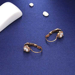 Women's Zirconia Inlaid Hoop Earrings With Lever Back Closure