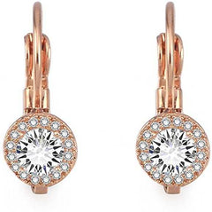 Women's Zirconia Inlaid Hoop Earrings With Lever Back Closure