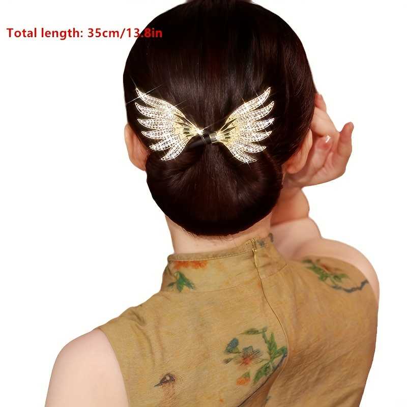 Vintage Bling Rhinestone Wing Hair Bun Maker An Elegant Twist Hair Clip