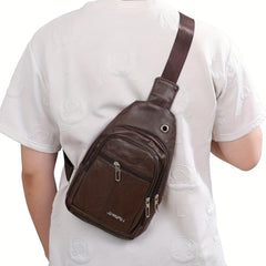 Men's Leather Crossbody Bag Chest Bag Large Capacity Satchel