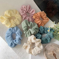 7pcs Whimsical Soft Touch Hair Scrunchies In Pastel Colors For Women