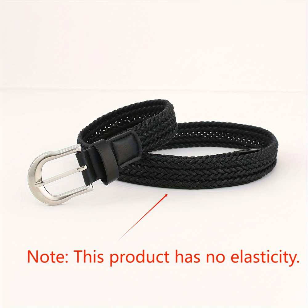 Stylish Braided Belt Featuring A Pin Buckle Design In classic black
