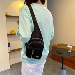 Heart Embroidery Nylon Chest Bag Sling Bag With Zipper