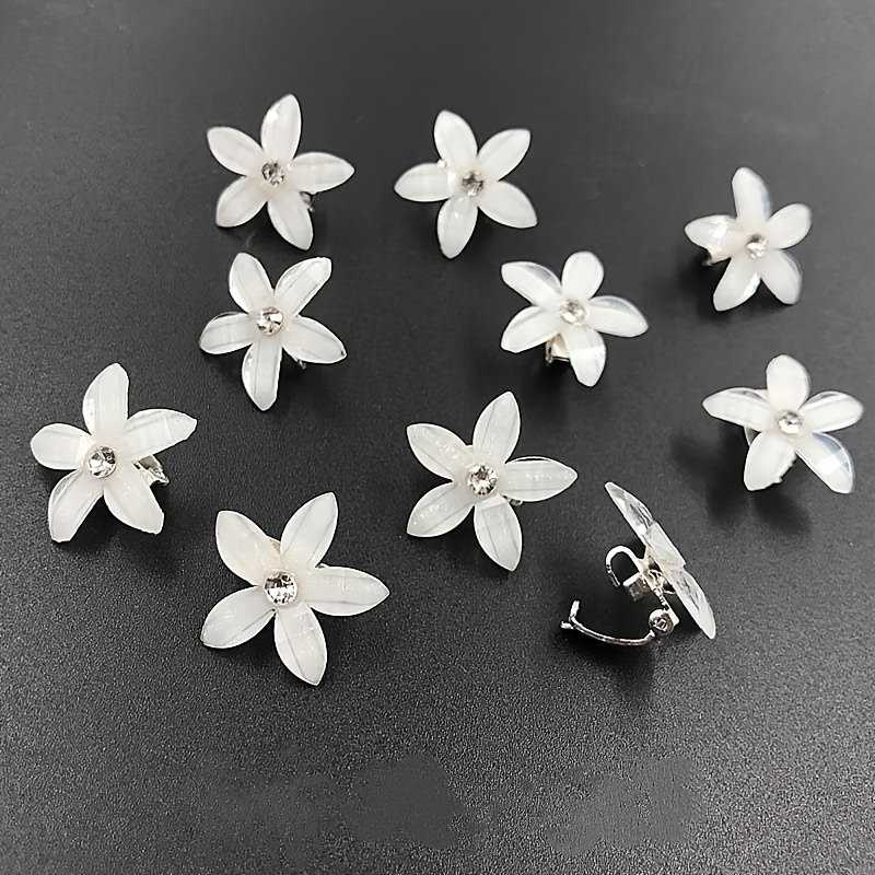 10pcs Exquisite Bling Rhinestone Hair Clips Featuring Elegant Small Flower Accents