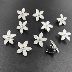 10pcs Exquisite Bling Rhinestone Hair Clips Featuring Elegant Small Flower Accents