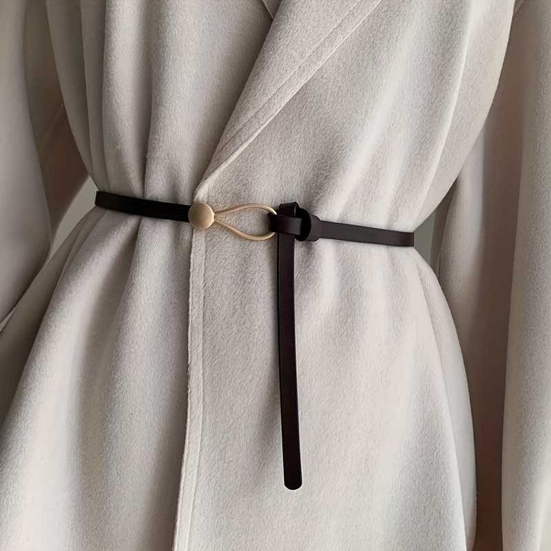 Vintage Chic Thin Dress Belt with No Hole Knotted Design