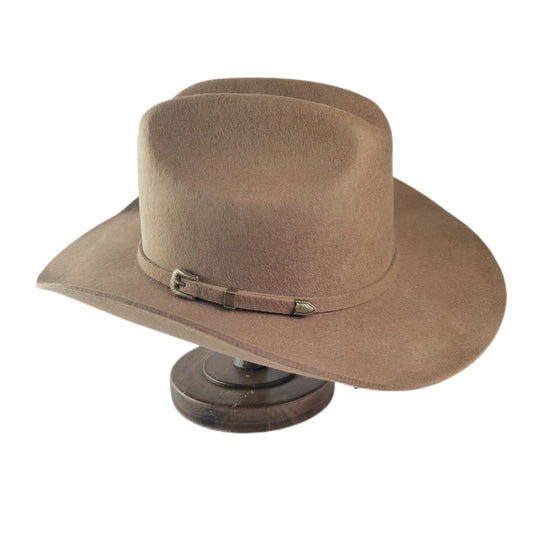 Western Mens Tweed Wool Cowboy Hat Metal Buckle Faux Wool Retro Knight Hat