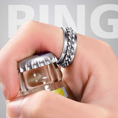 Unisex Silver Plated Fidget Spin Ring With Inlay Chain