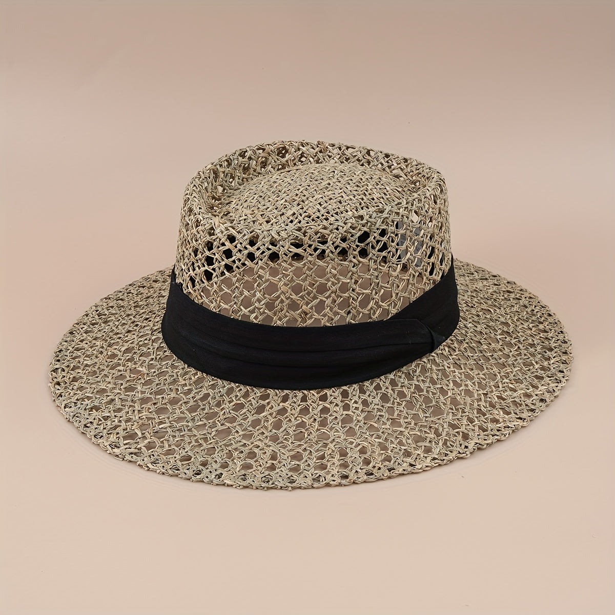 Straw Woven Flat Top Hat European American Style