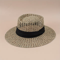 Straw Woven Flat Top Hat European American Style