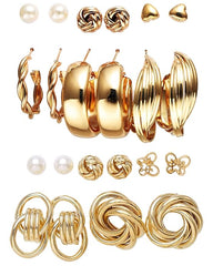 Women's 22 Piece Gold Plated Combo Set Stud And Hoop Earrings