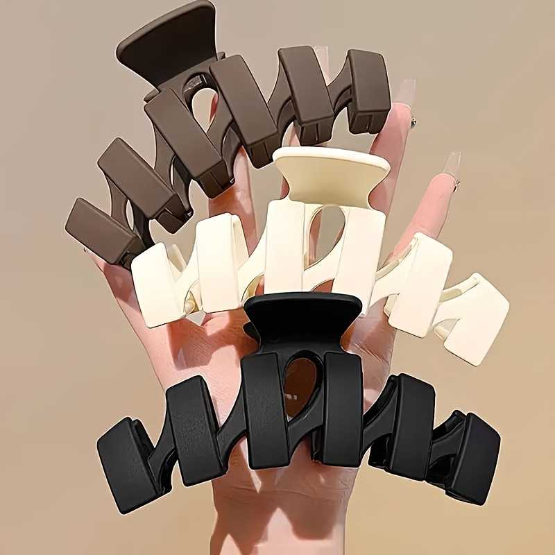 Elegant 3pcs Hair Claw Set Matte Wave Design Black White Coffee Clips