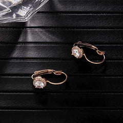 Women's Zirconia Inlaid Hoop Earrings With Lever Back Closure