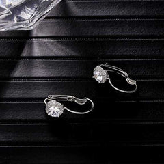 Women's Zirconia Inlaid Hoop Earrings With Lever Back Closure