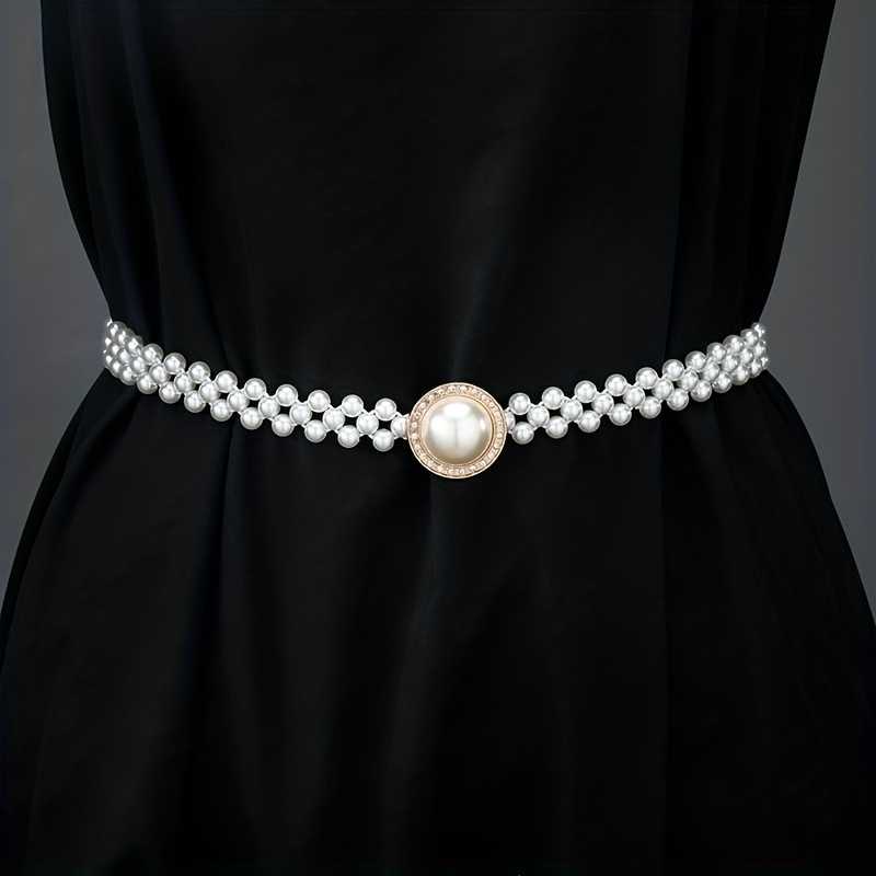Adjustable Pearl Waist Chain Belt With Faux Pearl Accents for Women